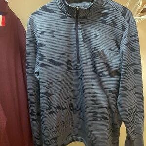Adidas Blue and Black Quarter-Zip Pullover